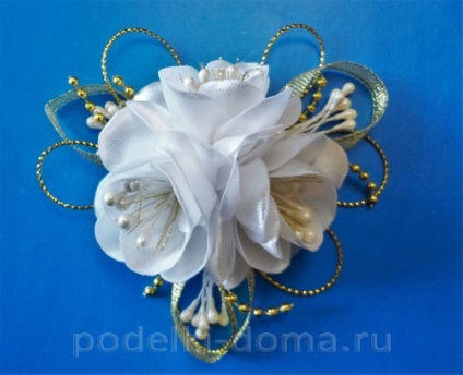 Ornamente pentru pahare și sticle la o nunta in kanzashi arta, o cutie de idei și ateliere (kanzashi) Ornamente pentru pahare și sticle la o nunta in kanzashi arta, o cutie de idei și ateliere