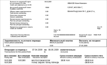 Declarația de card de credit cont cum și când pentru a obține (cartela) Extras de cont modul de card de credit și atunci când pentru a obține