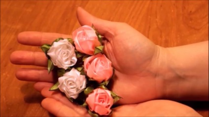 trandafiri de ceai kanzashi de benzi (panglici) trandafiri ceai kanzashi panglici
