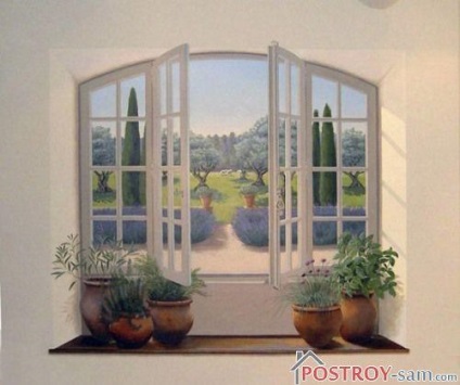 Crescut în interiorul ferestrei (asieta fereastra din interior) ferestre false în interior