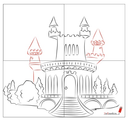Cum de a desena un castel creion în etape