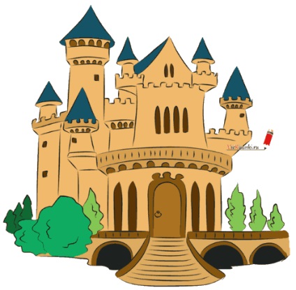 Cum de a desena un castel creion în etape (creion) Cum de a desena un castel creion în etape