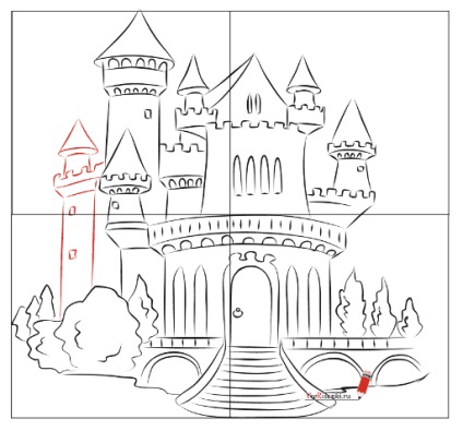 Cum de a desena un castel creion în etape (cum să atragă un castel) Cum de a desena un castel creion în etape