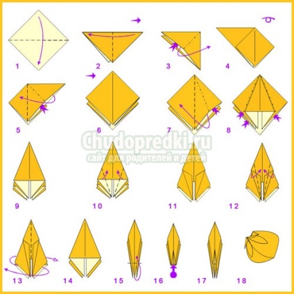 Cum de a face origami flori (cum să facă flori origami master class) Cum de a face origami flori