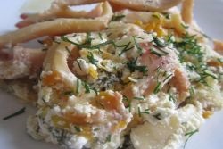 Calmar în cremă (squid) Calamari în smântână