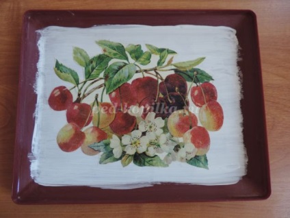 Tava în decupaj art (spray acrilic) Tava in tehnica decoupage