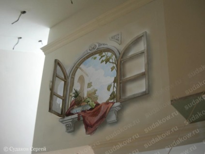 Pictura buturugă o imitație a ferestrei (pictura pe perete) Pictura Inconvenient imitație ferestre