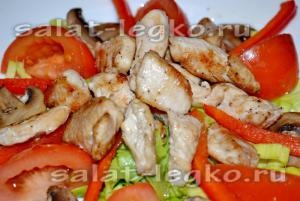 Salata de susan, carne de pui si ciuperci (ciuperci salata de pui) Salata de pui cu susan si ciuperci