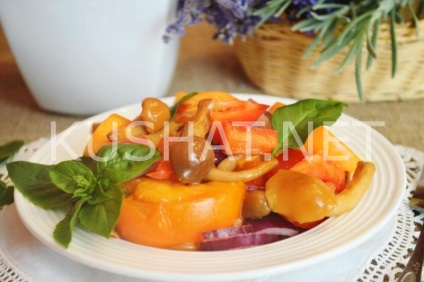 Salata cu ciuperci marinate și roșii (salata cu ciuperci marinate foto) Salata cu ciuperci marinate și roșii