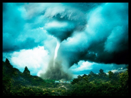 Crearea PHOTOMANIPULATIONS tornadă în Photoshop (prin intermediul instrumentului de timbru) Crearea de manipulare foto cu o tornadă în Photoshop