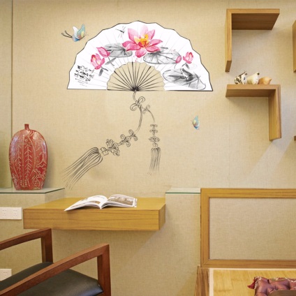 Ventilatorul de pe perete o hârtie mare chineză sau japoneză decorative ca hang Shui (perete) pentru uscătoare de păr Ventilatorul de pe perete o hârtie mare chineză sau japoneză decorative ca atarna de Feng Shui