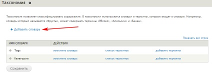 Crearea și editarea de vocabular taxonomie, învățarea drupal
