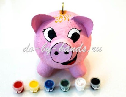 Papier-mache - porc jucărie pusculita - cu propriile sale mâini (mâini) Papier-mache - porc jucărie pusculita - cu propriile sale mâini