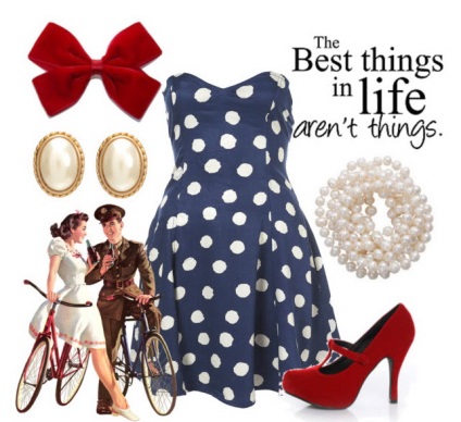 Polka-dot rochie - stiluri de fotografie (buline albe rochie) Polka-dot rochie - fotografii, moda