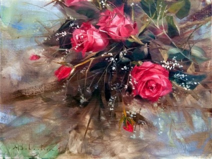 pictura Lovely Rose (aroma de fiecare culoare Mystery) Frumos trandafiri în pictură