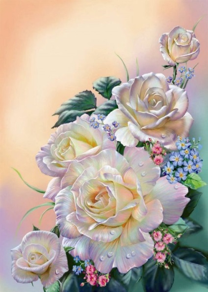 pictura Lovely Rose (aroma de fiecare culoare) Frumos trandafiri în pictură