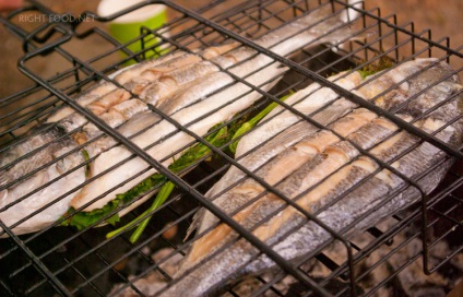 Peste pe gratar, alimente dreapta (15-20 de minute fiecare) Peste pe gratar, mâncarea dreapta