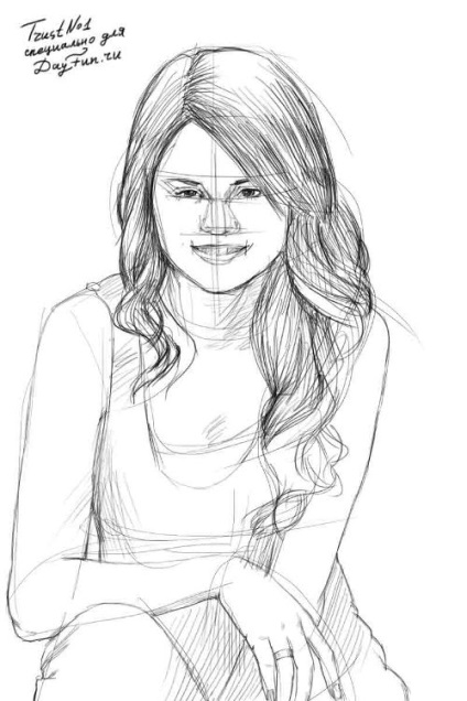 Selena Gomes trage etape (trage) Selena Gomez pentru a desena pas cu pas