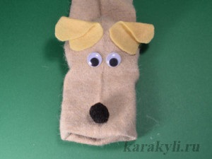 Dog - imita păpușa în mâinile ciorap, Scribble (câine) Dog - imita păpușa în mâinile șosete, bilețel