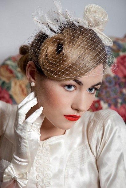 Medii nunta Coafuri - de epocă (medie) stil Medii nunta Coafuri - stil vintage