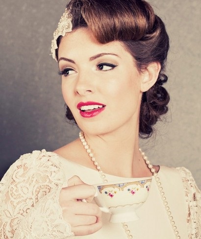 Medii nunta Coafuri - de epocă (medie) stil Medii nunta Coafuri - stil vintage