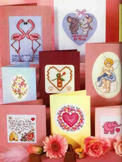 Valentine cu propriile mâini învăța cum să facă felicitări cu broderie (carte de Valentine cu inima broderie sistem de mâini) Valentine cu propriile mâini învăța cum să facă felicitări cu broderie