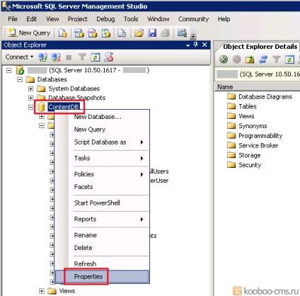 Pentru a activa și configura filestream pe o bază de date existentă folosind vizual ms interfață SQL