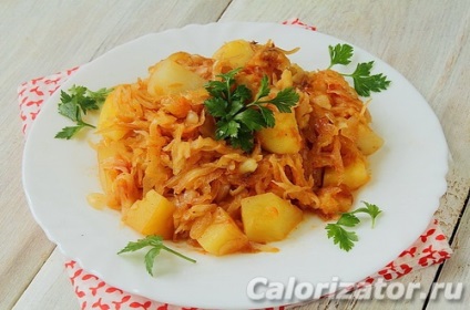 Tocană cu cartofi varză - compoziția calorice, descrierea (clătite curat tăiate) tocană de cartofi cu varza - calorii, compoziția, descrierea