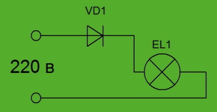 Prin lampă diode (bec) Lampa printr-o diodă