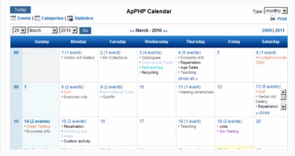 15 Cele mai bune scripturi PHP calendare și evenimente de carte