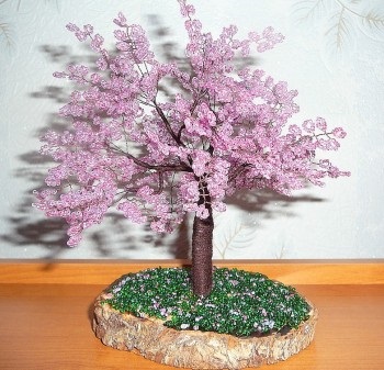 arbore ornamental de margele si fire (lemn) arbore ornamental din margele si fire