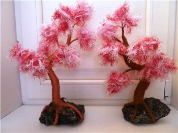 arbore ornamental de margele si fire (lemn) arbore ornamental din margele si fire