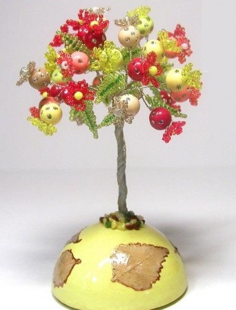 arbore ornamental de margele si fire (lemn) arbore ornamental din margele si fire