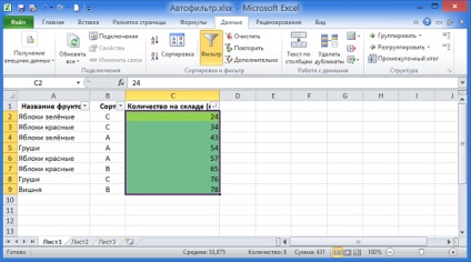 Filtrarea datelor de la A la Z și vice-versa într-un filtru inteligent în Excel 2010