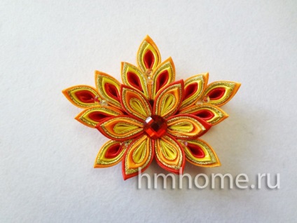 Kanzashi frunze de arțar (segmente de aur panglică) Maple Leaf kanzashi