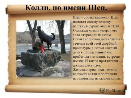 Prezentarea asupra monumentelor la câini (câine ședinței Monument) Prezentarea asupra monumentelor la câini