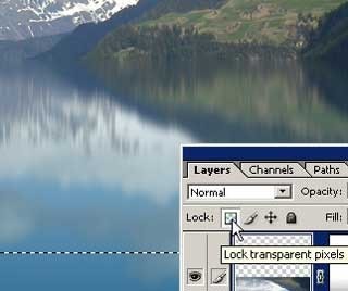 Creați o suprafață de apă (Selectați instrumentul Gradient) Creați o suprafață de apă