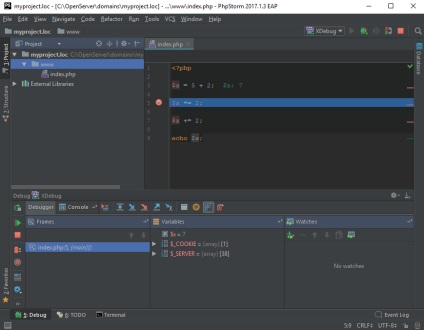 Отстраняване на грешки в PHP-код чрез xdebug phpstorm през 2017 г.