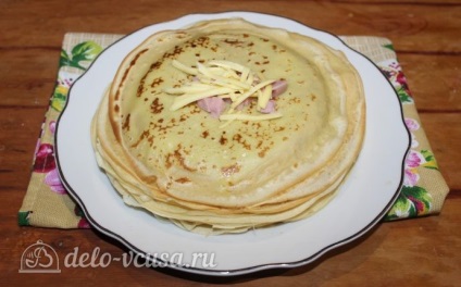 Clătite cu șuncă și brânză rețetă cu o fotografie - un pas cu pas clătite cu șuncă și brânză (brânză) de gătit Clătite cu șuncă și brânză rețetă cu o fotografie - un pas cu pas clătite cu șuncă și brânză de gătit