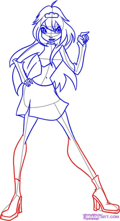 Cum să atragă Bloom (Bloom) desene animate winx (Winx) etape (pe etape) Cum de a desena floare de desene animate Winx (winx) Stadiile (floare)