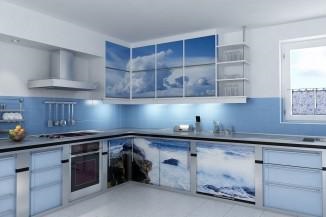 Bucătărie într-un design interior în stil nautic, cu propriile lor mâini pe mici sau spațiul combinat (bucatarie + marin stil foto) Bucătărie într-un design interior în stil nautic, cu propriile lor mâini într-un spațiu mic sau reciproc