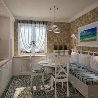 Bucătărie într-un design imagine în stil nautic de noi produse (stil marin bucătărie) Bucătărie într-un design imagine în stil nautic de noi produse
