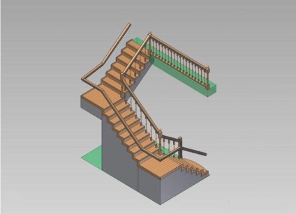 Stairway lemn odnomarshevaya, de cotitură etajul al doilea, distanța dintre (a doua) Stairway odnomarshevaya de cotitură podea de lemn în al doilea rând, distanța dintre