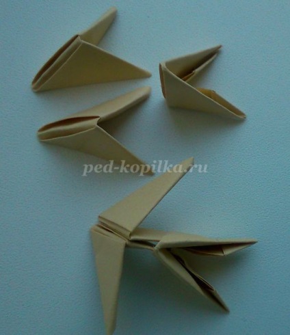 Origami modular bufniță (bej bej violet violet) bufniță origami modular