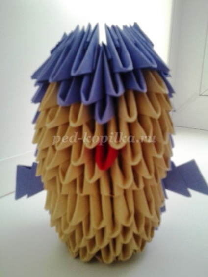 Origami modular bufniță (bej bej violet violet) bufniță origami modular