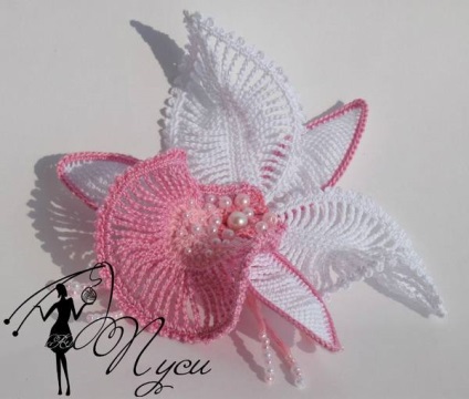 Delicate și frumoase - flori de orhidee pe pusi- master class plin, croșetat 1 (clasa) Delicate și frumoase - orhidee flori pe pusi- master class plin, croșetat 1