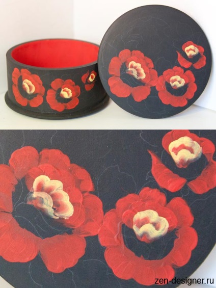 Cutii pictate de design floral (trandafir) Cutii pictate model floral