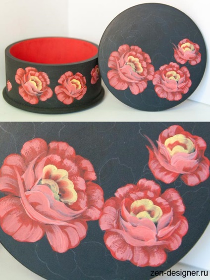 Cutii pictate de design floral (petale de trandafir) Cutii pictate model floral