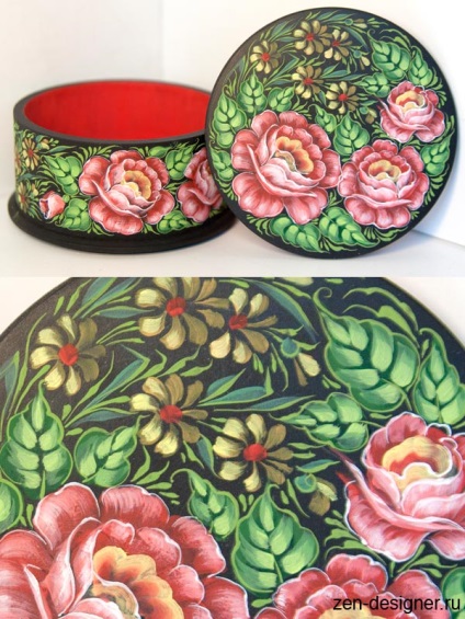 Cutii pictate de design floral (petale de trandafir) Cutii pictate model floral