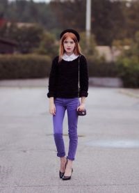 Din ceea ce sa poarte blugi mov (uzate) Din ceea ce sa poarte blugi violet